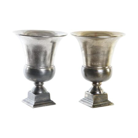 Vase 24 x 24 x 31,5 cm Sølvfarvet Gylden Aluminium Moderne (2 enheder)