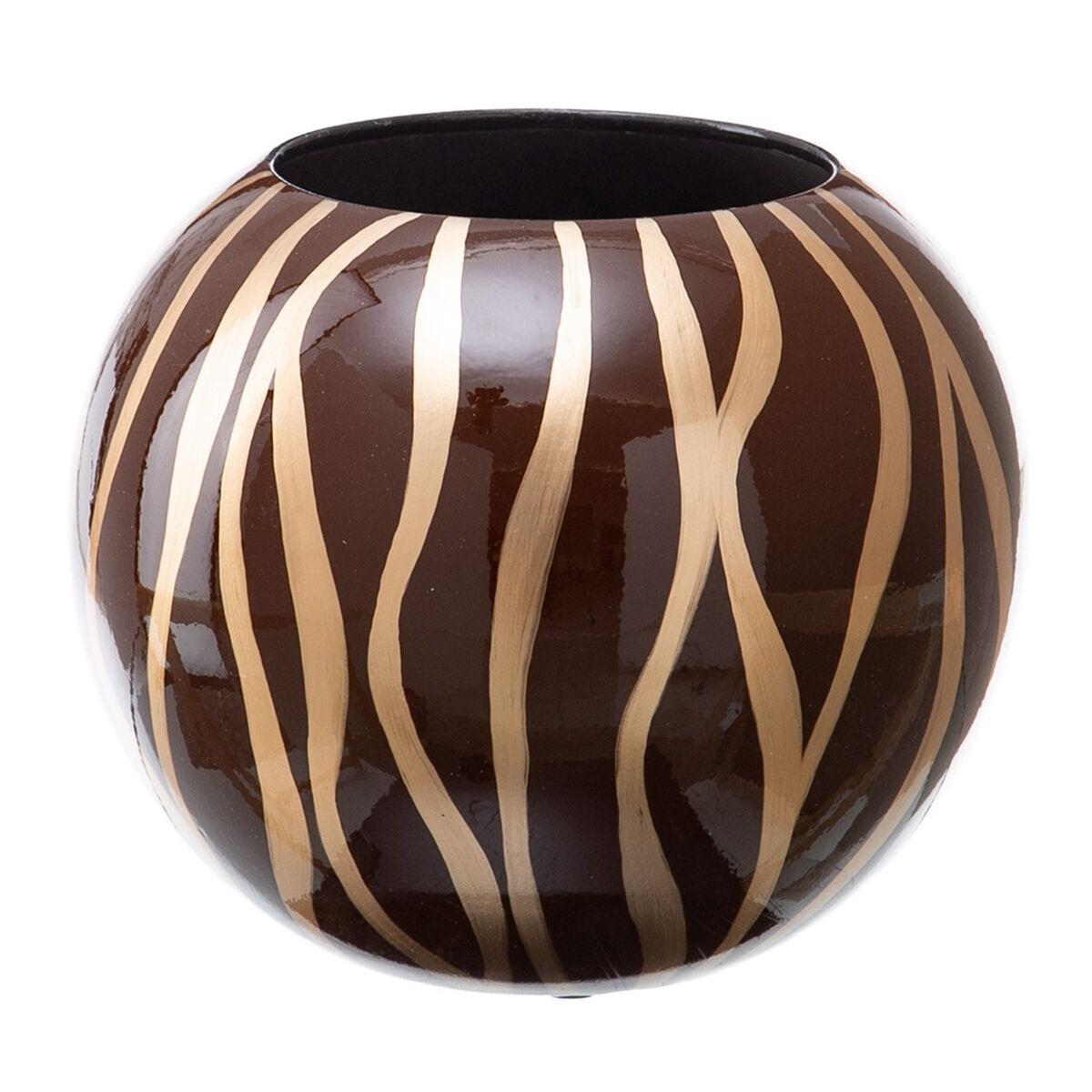 Vase 24,5 x 24,5 x 20 cm Zebra Keramik Gylden Brun Vase 24,5 x 24,5 x 20 cm Zebra Keramik Gylden Brun