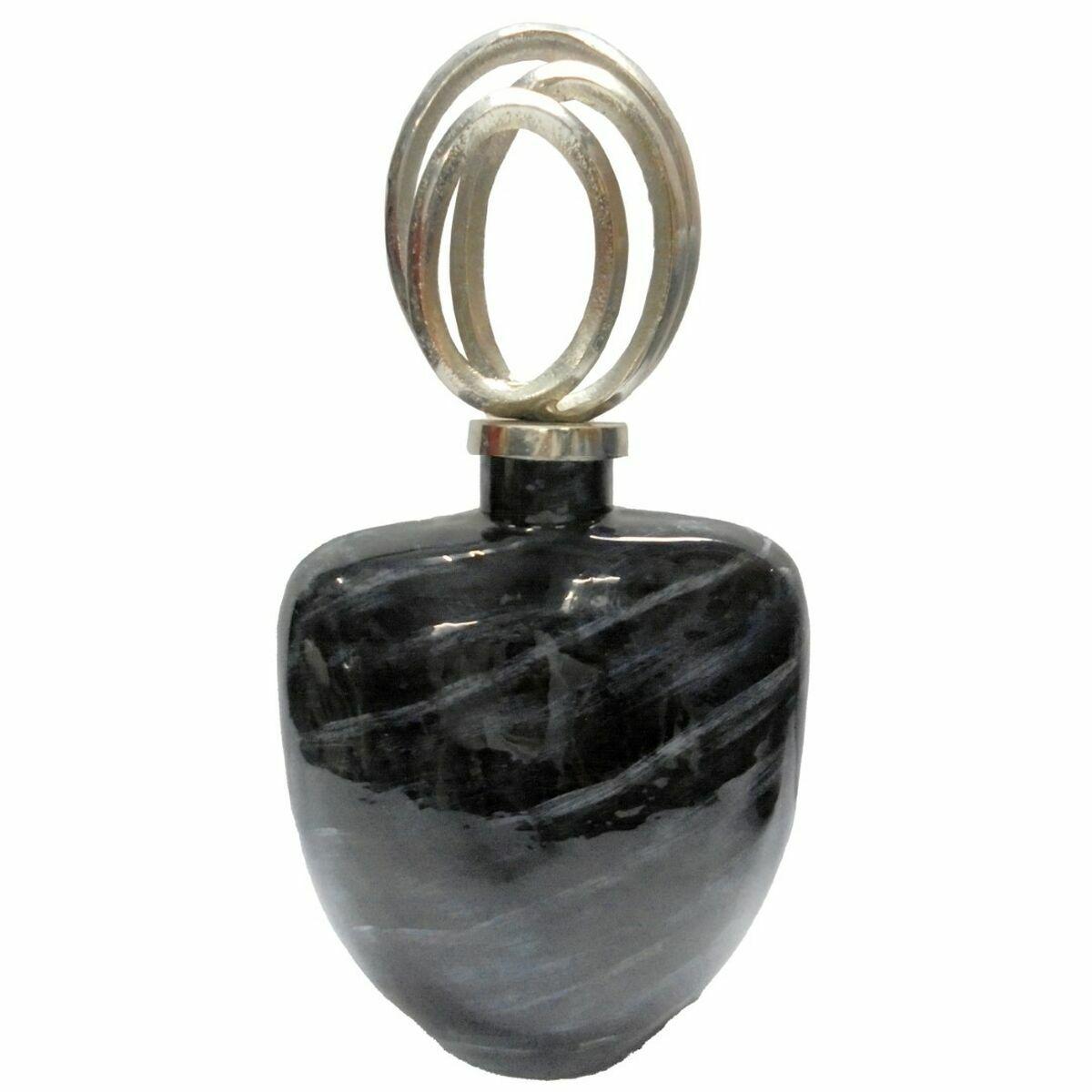 Vase 28 x 14 x 48 cm Krystal Sølvfarvet Sort Aluminium Moderne Vase 28 x 14 x 48 cm Krystal Sølvfarvet Sort Aluminium Moderne