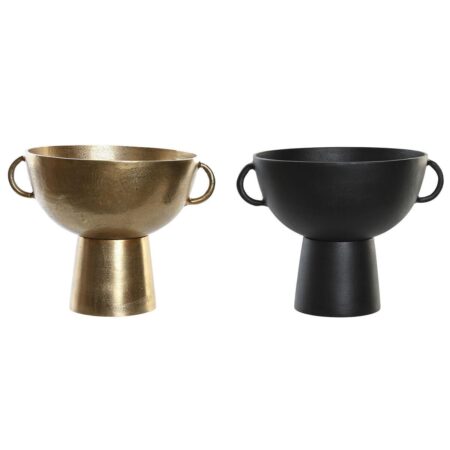 Vase 34 x 28 x 26 cm Sort Gylden Aluminium Moderne (2 enheder)