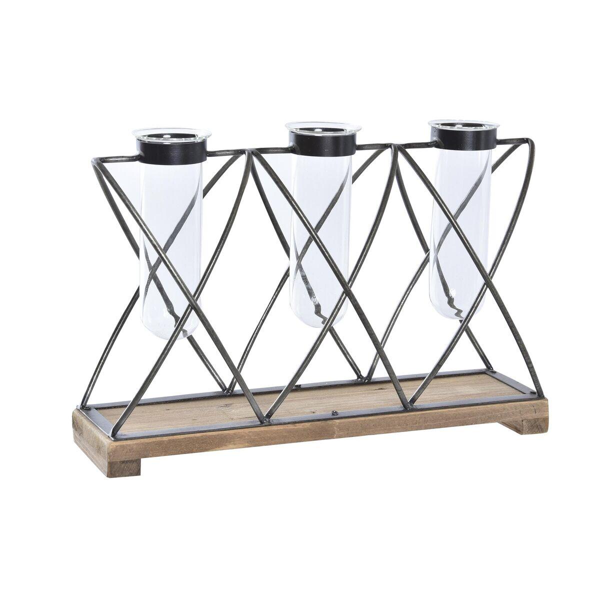 Vase 36,5 x 11,5 x 23,5 cm Krystal Sort Metal Brun Gennemsigtig Vase 36,5 x 11,5 x 23,5 cm Krystal Sort Metal Brun Gennemsigtig
