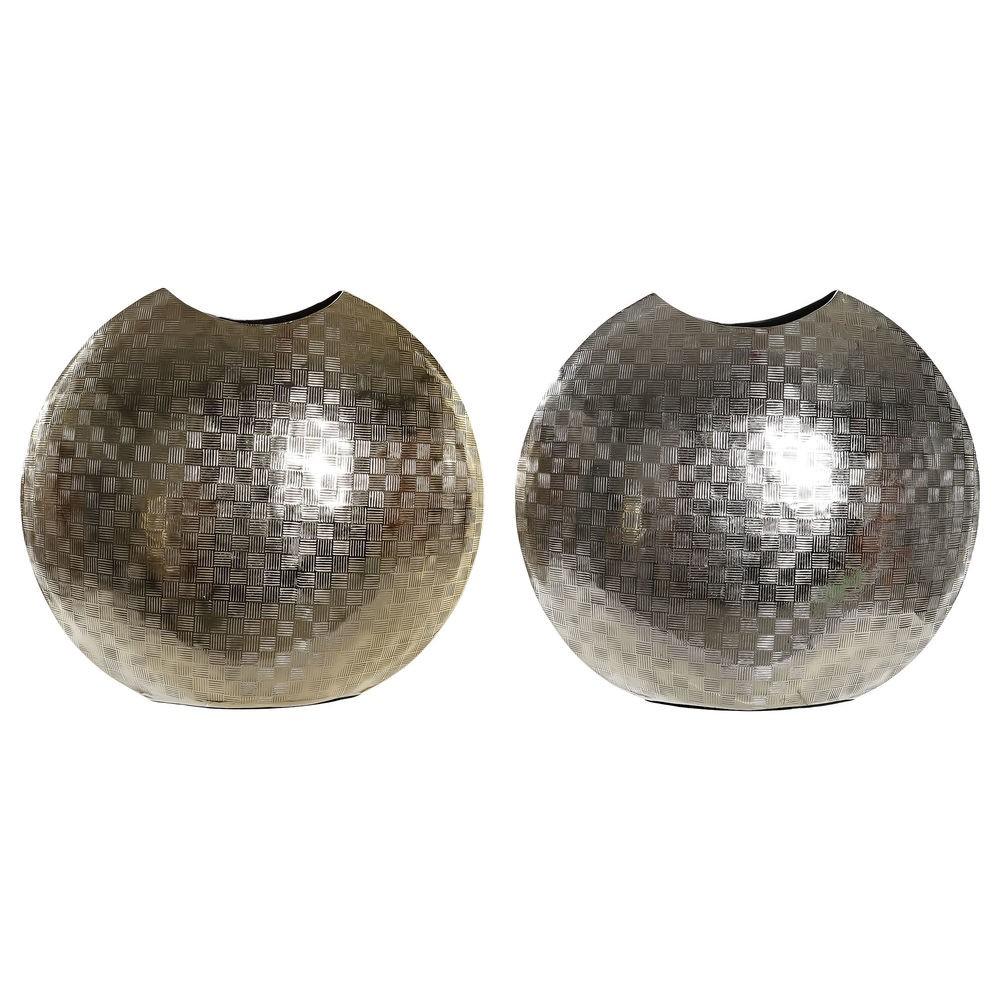 Vase 37 x 14 x 33 cm Sølvfarvet Gylden Aluminium Moderne (2 enheder) Vase 37 x 14 x 33 cm Sølvfarvet Gylden Aluminium Moderne (2 enheder)