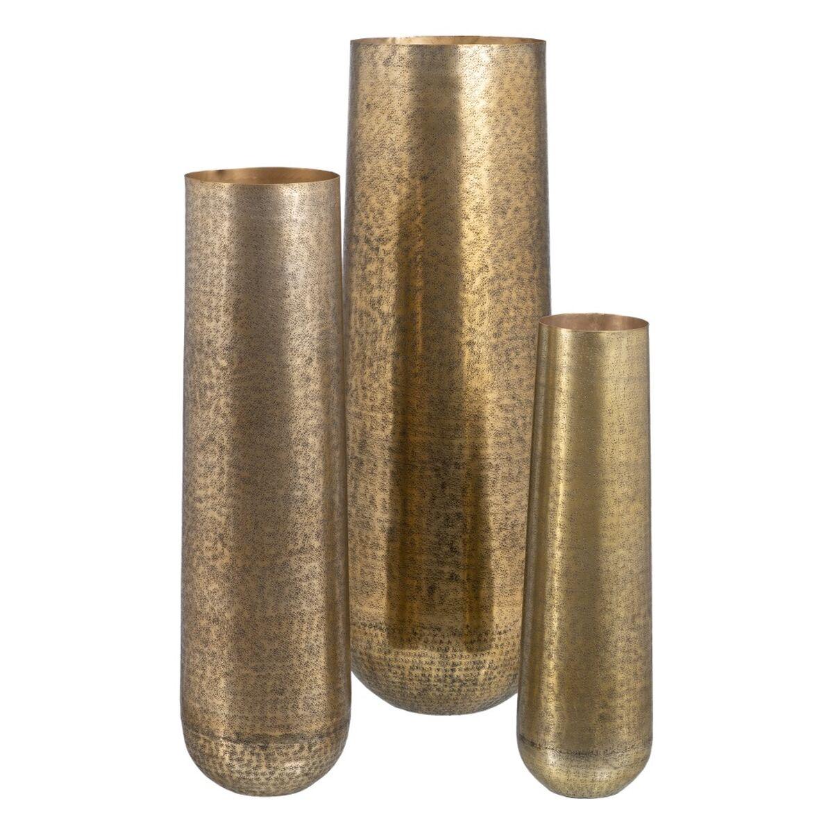 Vase 38 x 38 x 109 cm Gylden Aluminium (3 Dele) Vase 38 x 38 x 109 cm Gylden Aluminium (3 Dele)
