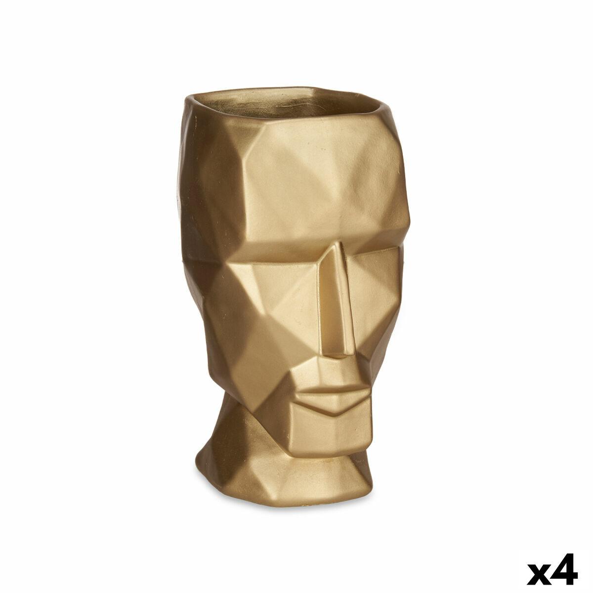 Vase 3D Ansigt Gylden Polyesterharpisk 12 x 24,5 x 16 cm (4 enheder) Vase 3D Ansigt Gylden Polyesterharpisk 12 x 24,5 x 16 cm (4 enheder)