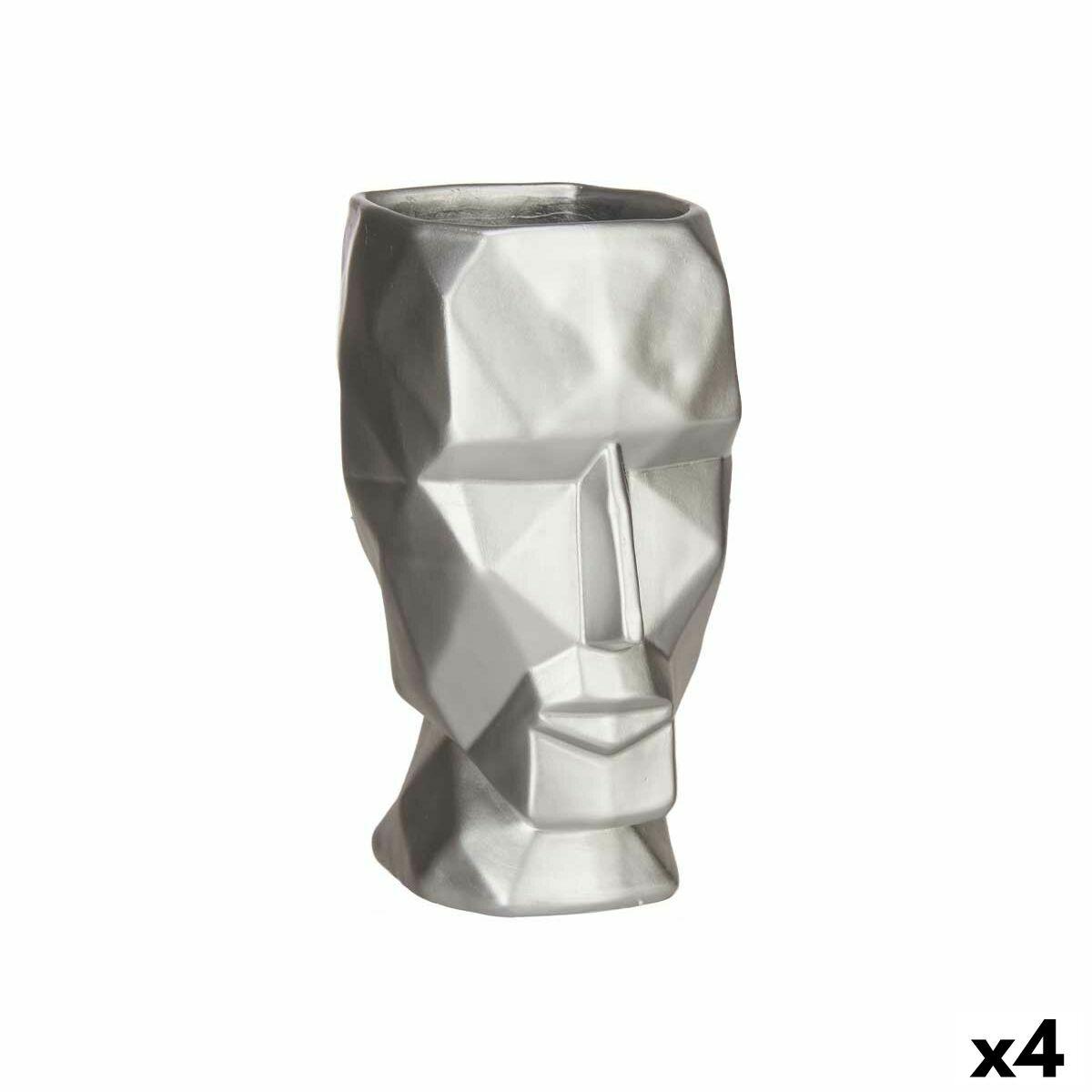 Vase 3D Ansigt Sølvfarvet Polyesterharpisk 12 x 24,5 x 16 cm (4 enheder) Vase 3D Ansigt Sølvfarvet Polyesterharpisk 12 x 24,5 x 16 cm (4 enheder)