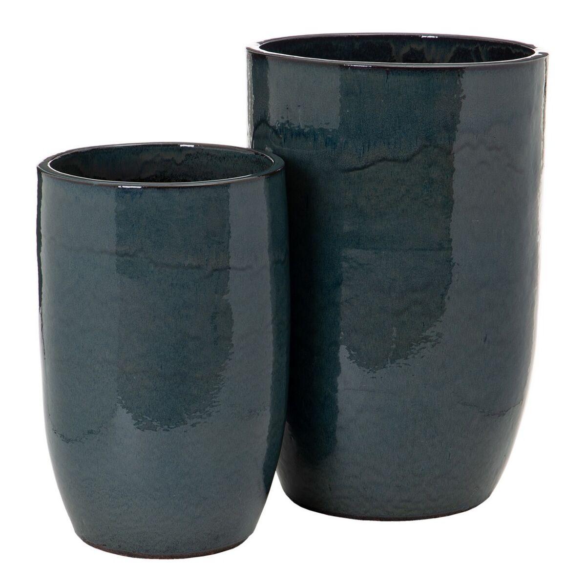 Vase 52 x 52 x 80 cm Keramik Blå (2 enheder) Vase 52 x 52 x 80 cm Keramik Blå (2 enheder)