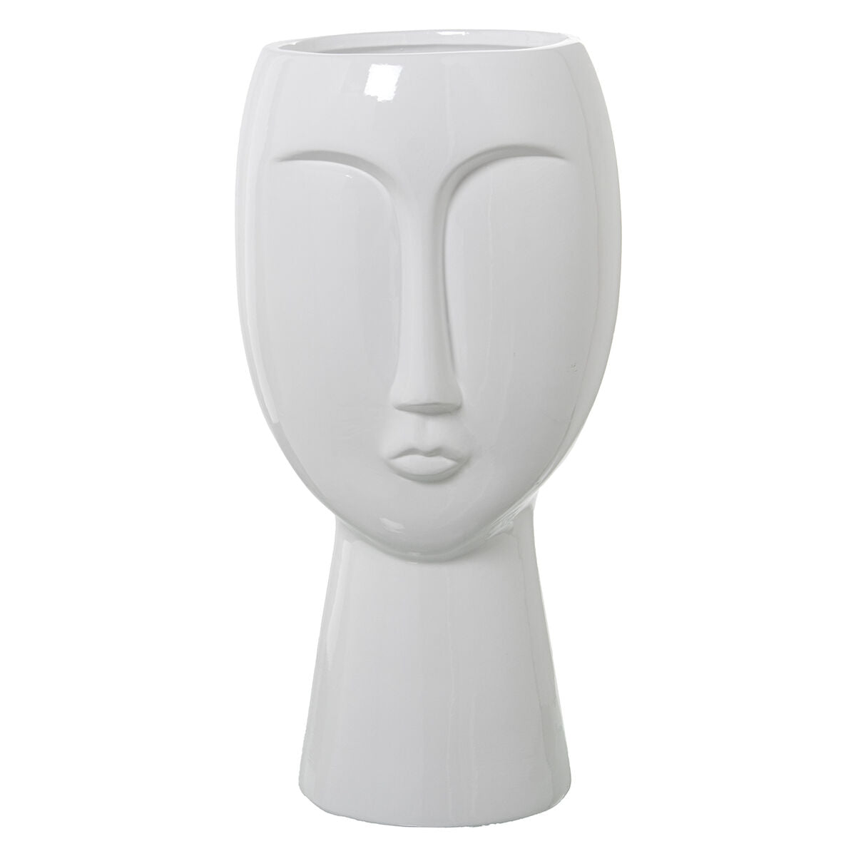 Vase Alexandra House Living Hvid Keramik Skinnende Ansigt 22 x 22 x 47 cm Vase Alexandra House Living Hvid Keramik Skinnende Ansigt 22 x 22 x 47 cm
