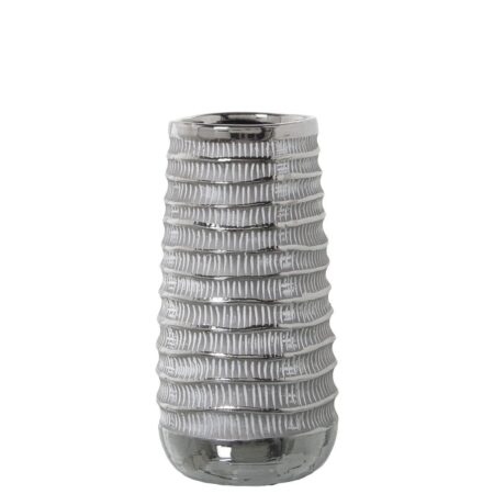 Vase Alexandra House Living Hvid Sølvfarvet Keramik 13 x 26 cm