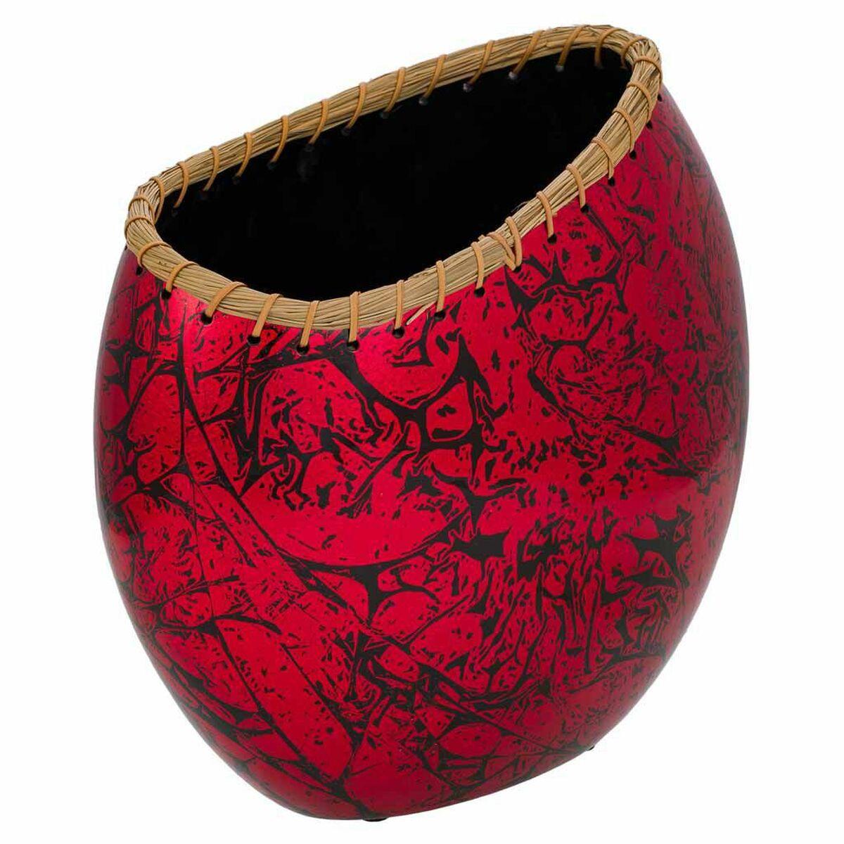 Vase Alexandra House Living Sort Rød Keramik 18 x 37 x 35 cm Vase Alexandra House Living Sort Rød Keramik 18 x 37 x 35 cm