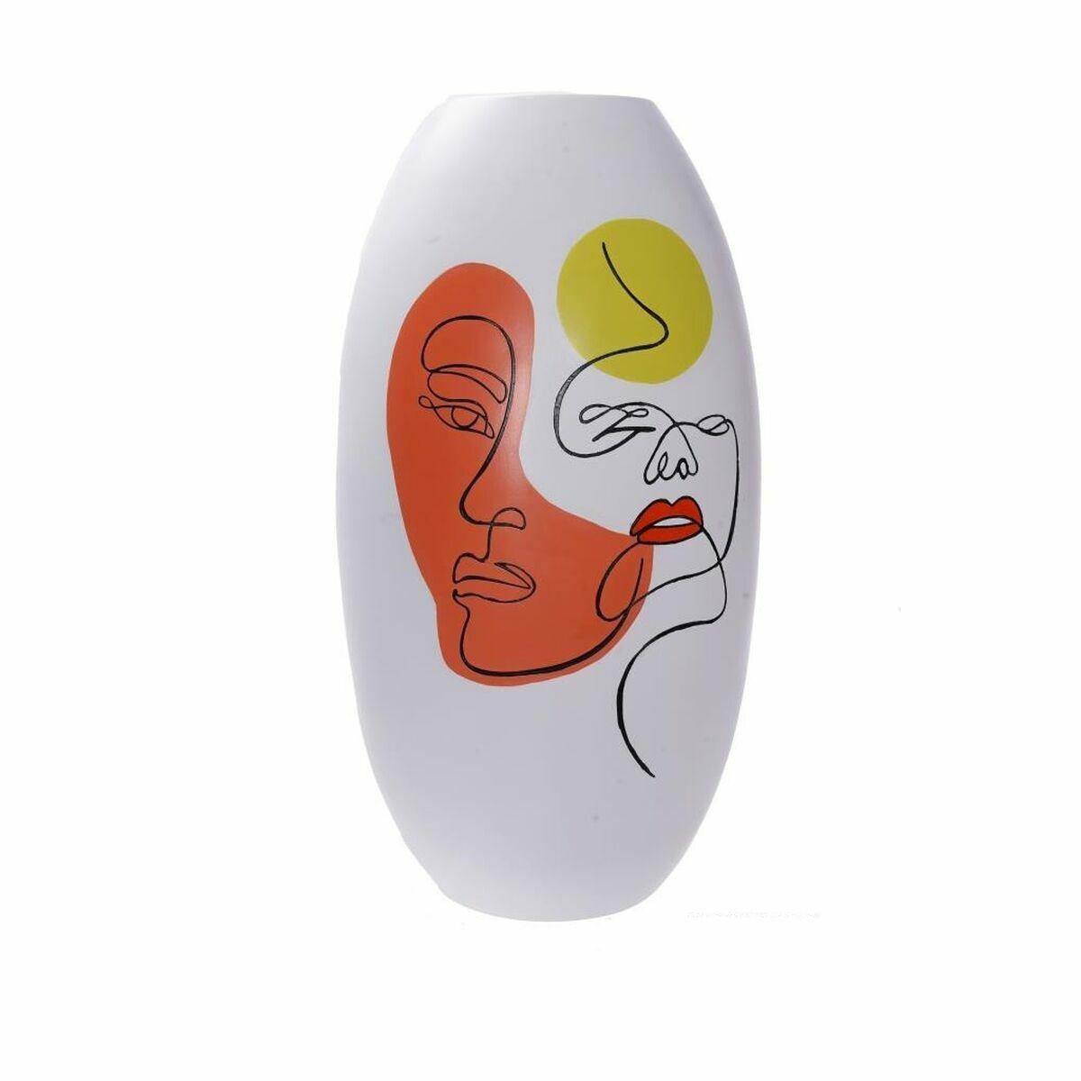 Vase Ansigt Hvid Harpiks Multifarvet (20,5 x 20,5 x 38 cm) Vase Ansigt Hvid Harpiks Multifarvet (20,5 x 20,5 x 38 cm)