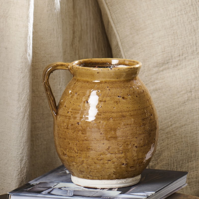 Vase "Avignon" m/ hank rustik brun - Ib Laursen Vase "Avignon" m/ hank rustik brun - Ib Laursen