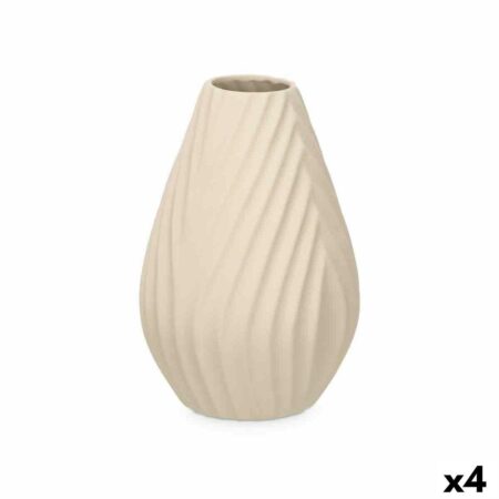 Vase Beige Keramik 21 x 31 x 21 cm (4 enheder) Striber