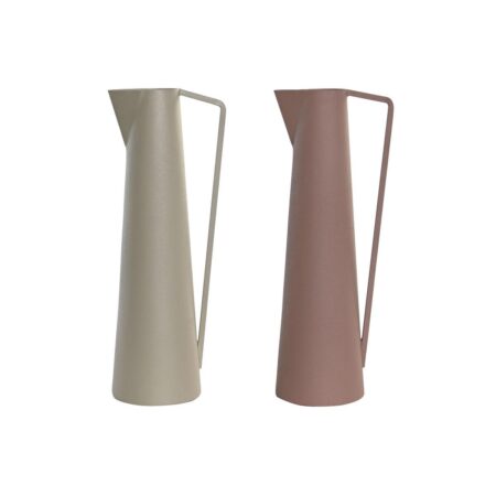 Vase Beige Pink Jern 12 x 10 x 35 cm (2 enheder)