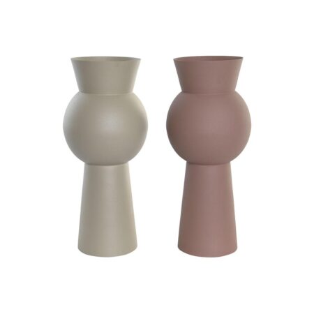 Vase Beige Pink Jern 17 x 17 x 40,5 cm (2 enheder)