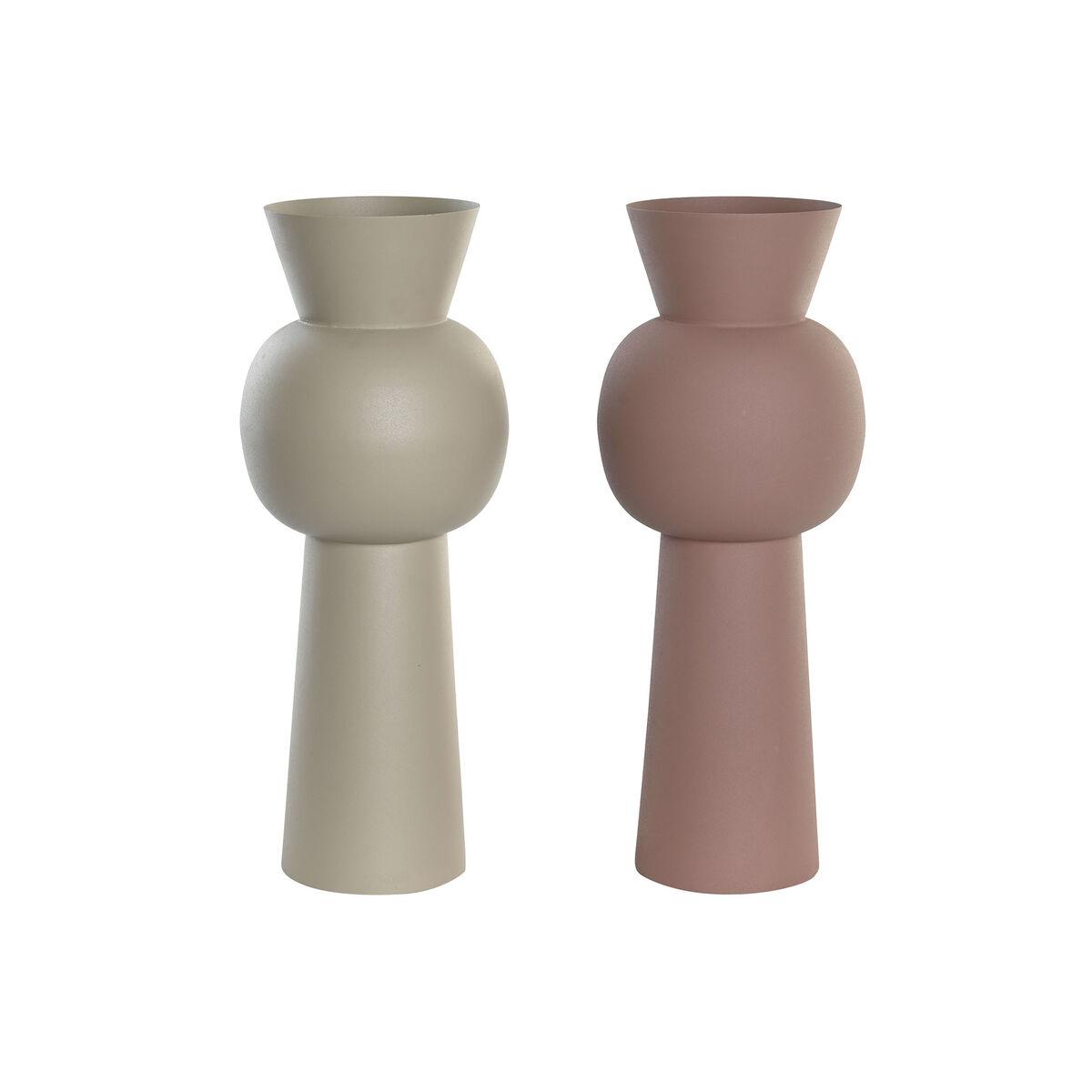 Vase Beige Pink Jern 19 x 19 x 51,5 cm (2 enheder) Vase Beige Pink Jern 19 x 19 x 51,5 cm (2 enheder)
