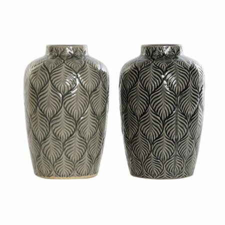 Vase Beige Porcelæn Grå Grøn Orientalsk 16 x 16 x 26 cm (2 enheder)