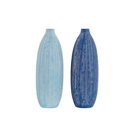 Vase Blå Himmelblå Marineblå Dolomite Middelhavet Ældet overflade 11 x 11 x 36 cm (2 enheder)