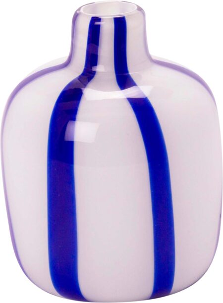 Vase Bolsje, Hvid/kobolt, 17xø13,8 cm