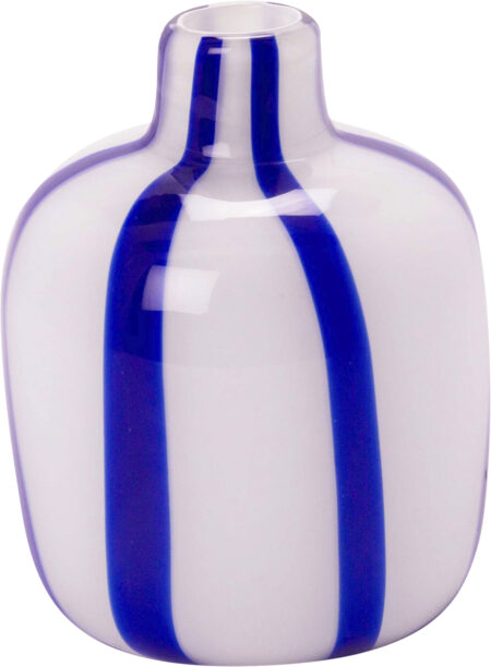 Vase Bolsje, Hvid/kobolt, 17xø13,8 cm