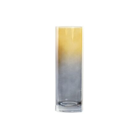 Vase DKD Home Decor Grå Gul Krystal To-farvet (6 x 6 x 18 cm)