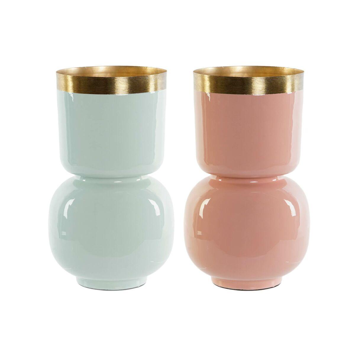 Vase DKD Home Decor Grøn Gylden Koral Jern Lakeret 18 x 18 x 31 cm (2 enheder) Vase DKD Home Decor Grøn Gylden Koral Jern Lakeret 18 x 18 x 31 cm (2 enheder)