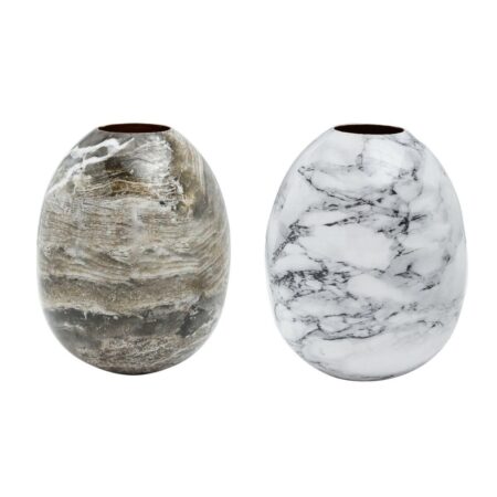 Vase DKD Home Decor Metal Brun Hvid Marmor Moderne (13 x 13 x 16 cm) (2 enheder)