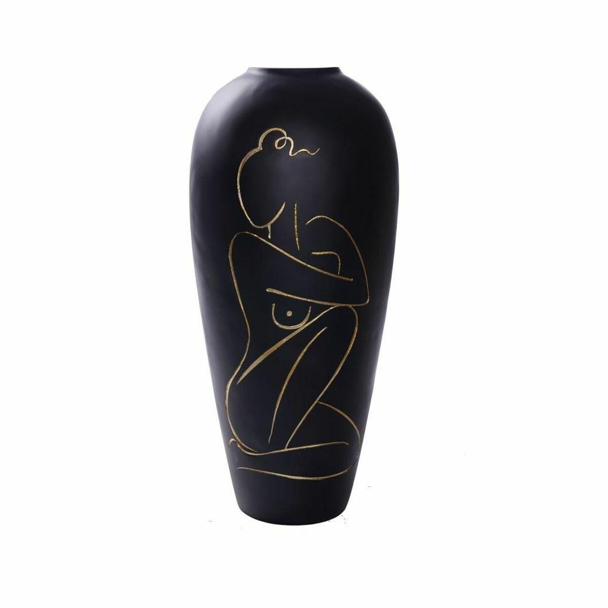 Vase - Dame, sort harpiks, moderne, 34 × 34 × 73,5 cm Vase - Dame, sort harpiks, moderne, 34 × 34 × 73,5 cm