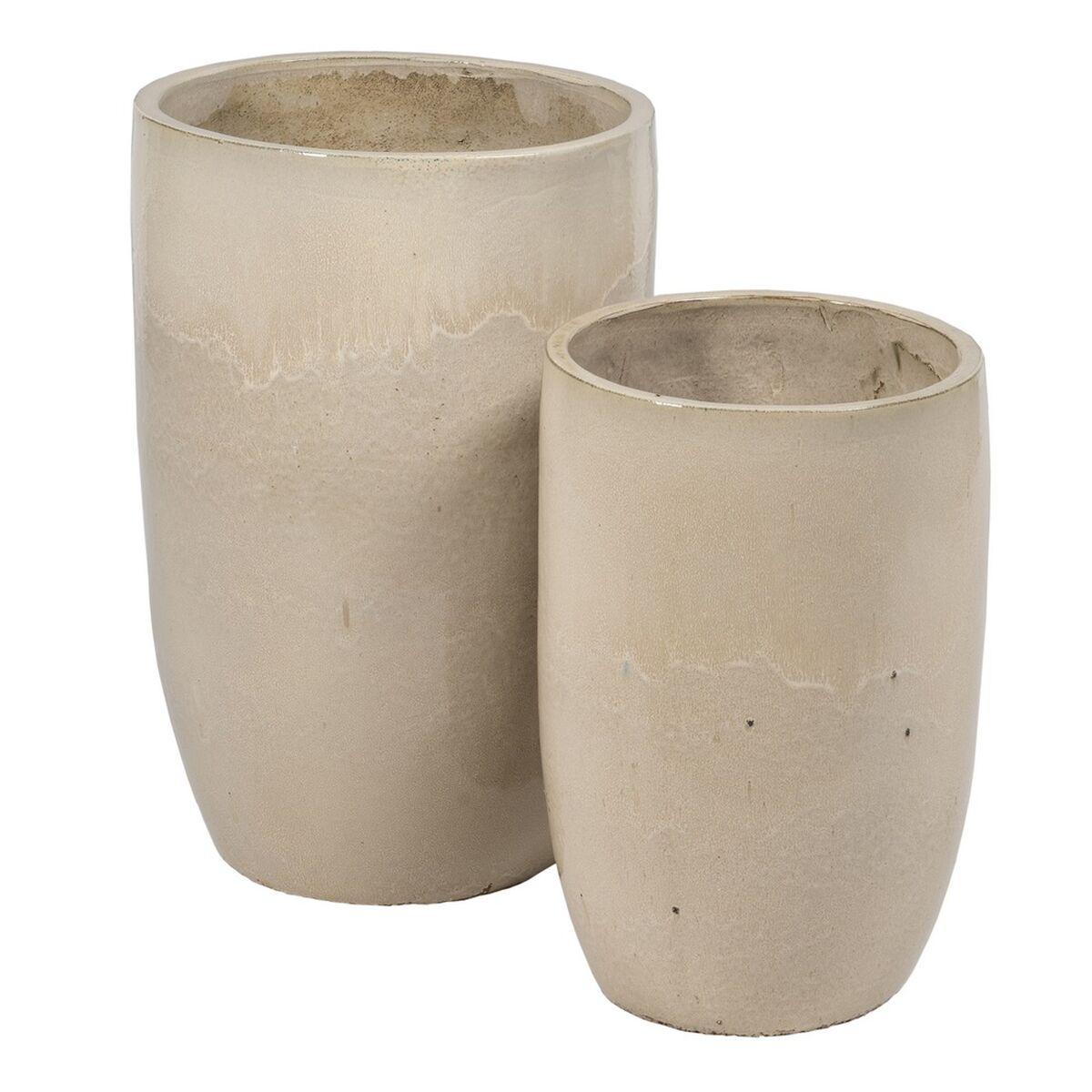 Vase Flødefarvet Keramik 52 x 52 x 80 cm (2 enheder) Vase Flødefarvet Keramik 52 x 52 x 80 cm (2 enheder)