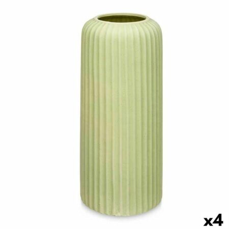 Vase Grøn Dolomite 16 x 40 x 16 cm (4 enheder) Striber