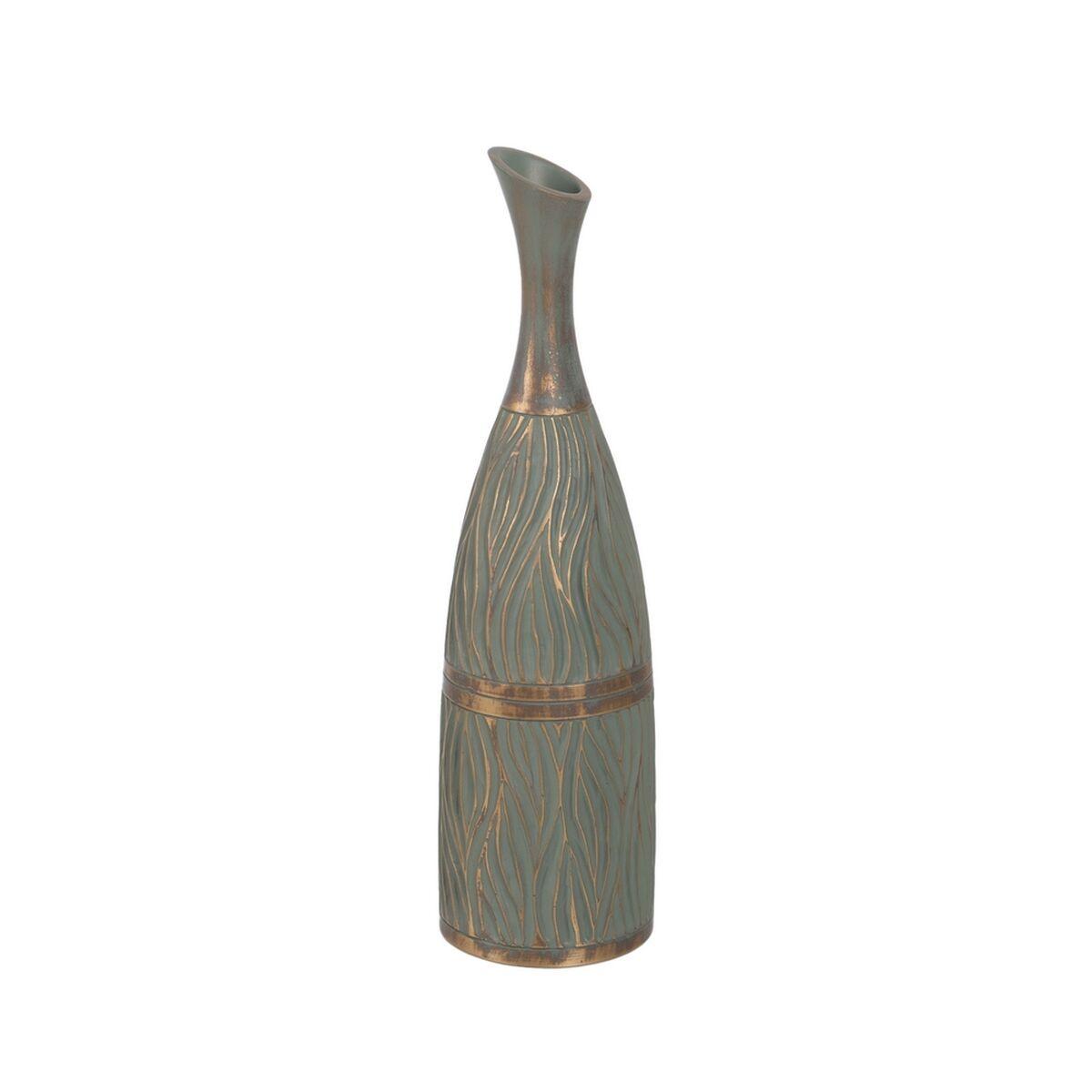 Vase Grøn Gylden Polyesterharpisk 13,5 x 13,5 x 49 cm Vase Grøn Gylden Polyesterharpisk 13,5 x 13,5 x 49 cm