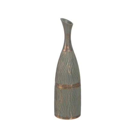 Vase Grøn Gylden Polyesterharpisk 13,5 x 13,5 x 49 cm