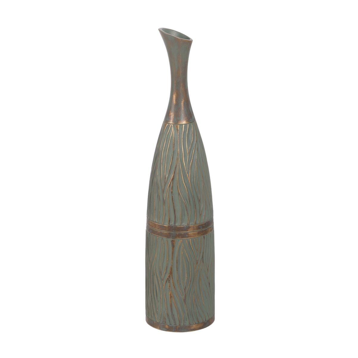 Vase Grøn Gylden Polyesterharpisk 14 x 14 x 60,5 cm Vase Grøn Gylden Polyesterharpisk 14 x 14 x 60,5 cm