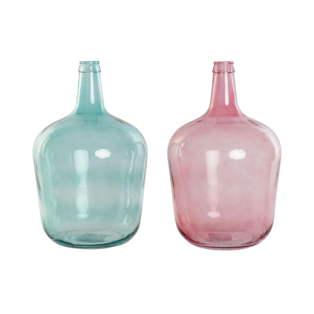 Vase Grøn Pink Hærdet glas 25 x 25 x 40 cm (2 enheder) Vase Grøn Pink Hærdet glas 25 x 25 x 40 cm (2 enheder)