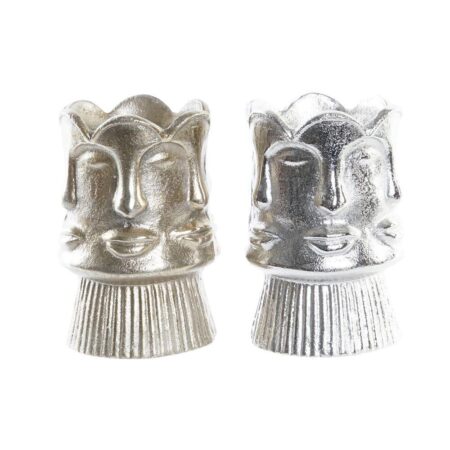 Vase Gylden Ansigt Champagne Sølvfarvet Aluminium Moderne 12 x 12 x 17 cm (2 enheder)