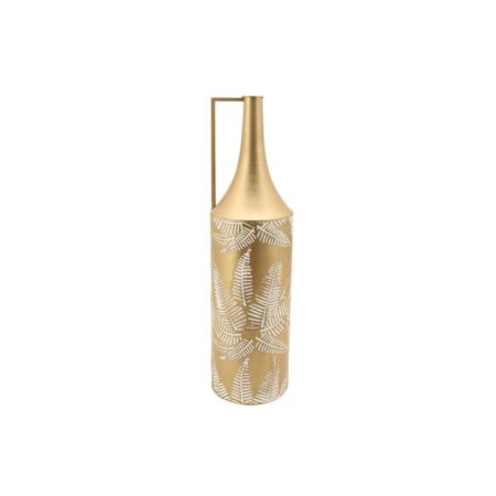 Vase Gylden Metal Flødefarvet Tropisk Blad af en plante (21 x 21 x 81 cm)
