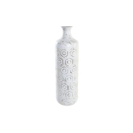 Vase Gylden Metal Hvid Orientalsk (17 x 17 x 56 cm)