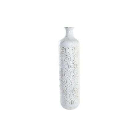 Vase Gylden Metal Hvid Orientalsk (17 x 17 x 66 cm)