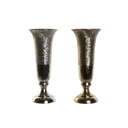 Vase Gylden Sølvfarvet Aluminium 13 x 13 x 33 cm (2 enheder)