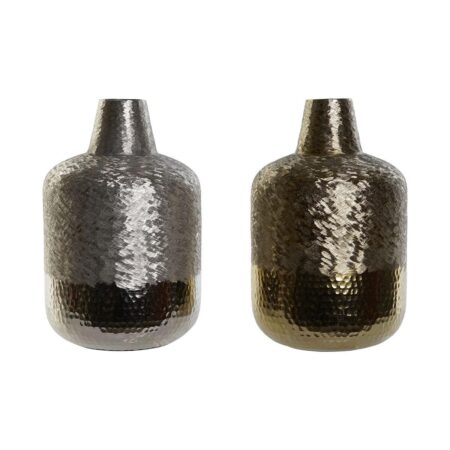 Vase Gylden Sølvfarvet Aluminium Moderne 22 x 22 x 33 cm (2 enheder)
