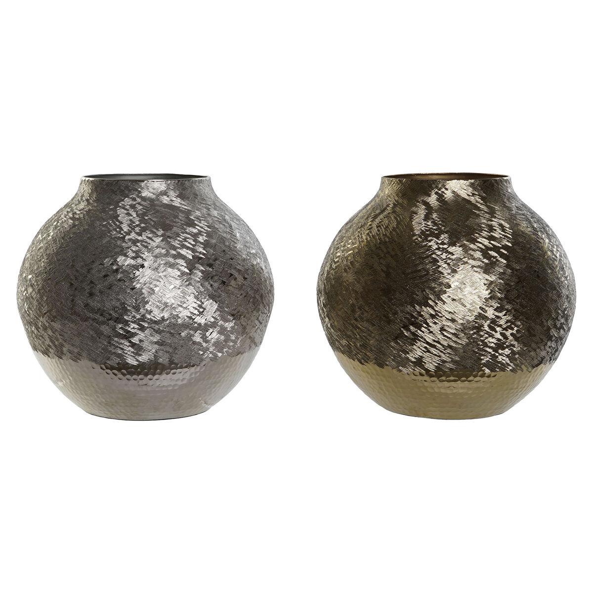 Vase Gylden Sølvfarvet Aluminium Moderne 33 x 33 x 29 cm (2 enheder) Vase Gylden Sølvfarvet Aluminium Moderne 33 x 33 x 29 cm (2 enheder)