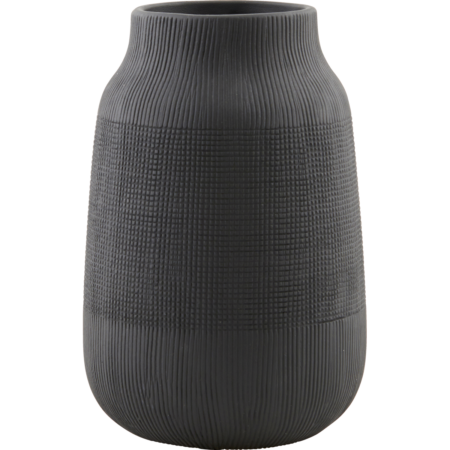 Vase, HDGroove, Sort - h: 22 cm, dia: 15 cm / Sort / Ler