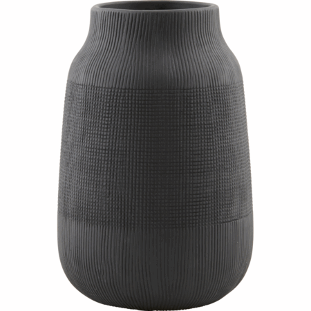 Vase, HDGroove, Sort - h: 22 cm, dia: 15 cm / Sort / Ler