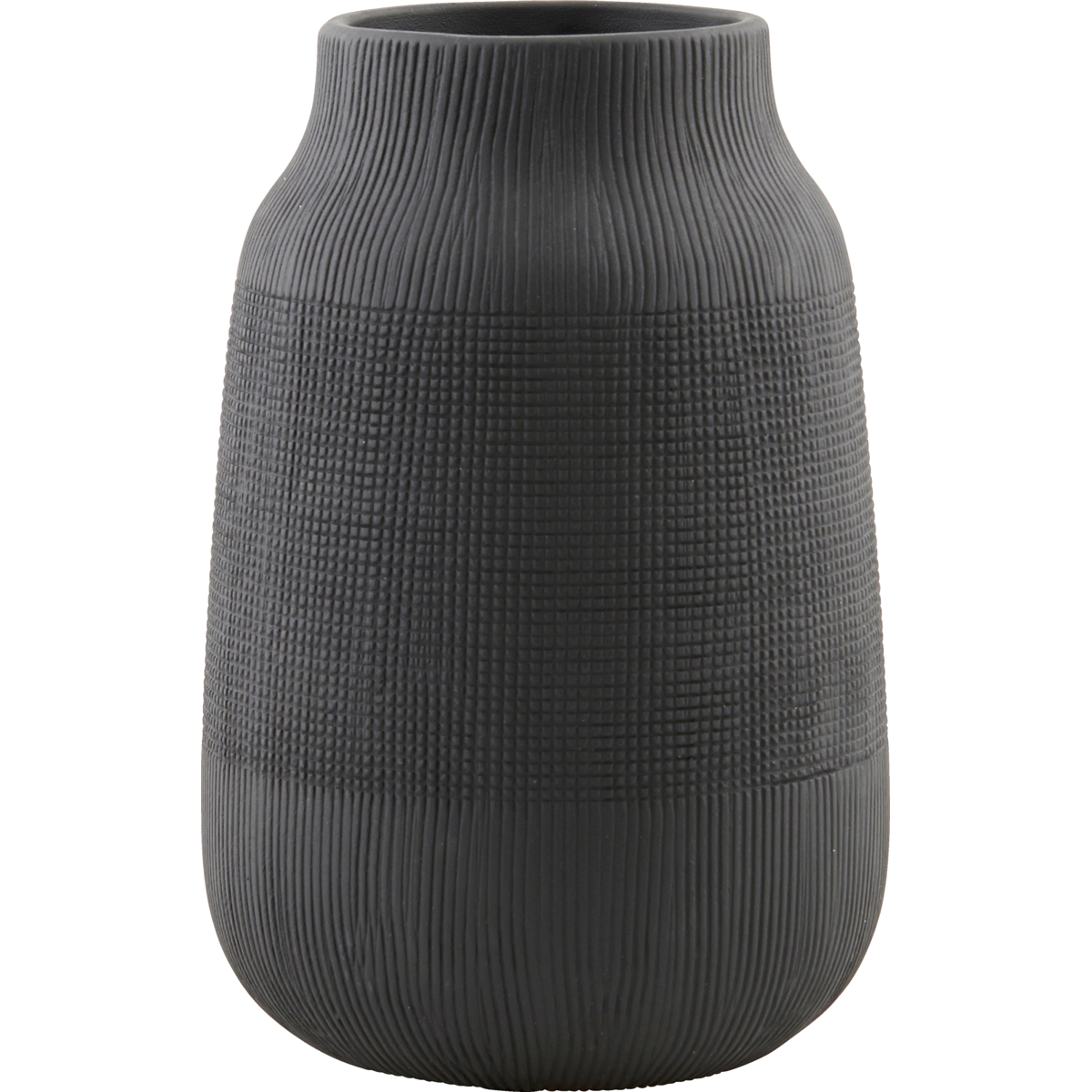 Vase, HDGroove, Sort - h: 22 cm, dia: 15 cm / Sort / Ler Vase, HDGroove, Sort - h: 22 cm, dia: 15 cm / Sort / Ler
