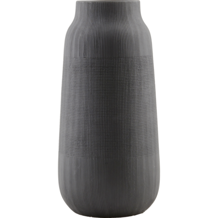 Vase, HDGroove, Sort - h: 35 cm, dia: 16 cm / Sort / Ler