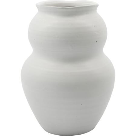 Vase, HDJuno, Hvid - White / Stoneware / h: 22.5 cm, dia: 17 cm