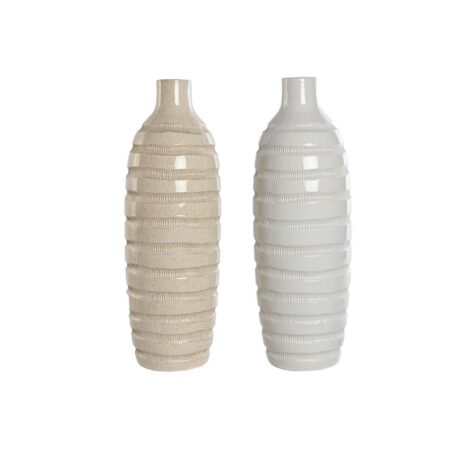 Vase Home ESPRIT Beige Keramik 19 x 19 x 55 cm (2 enheder)