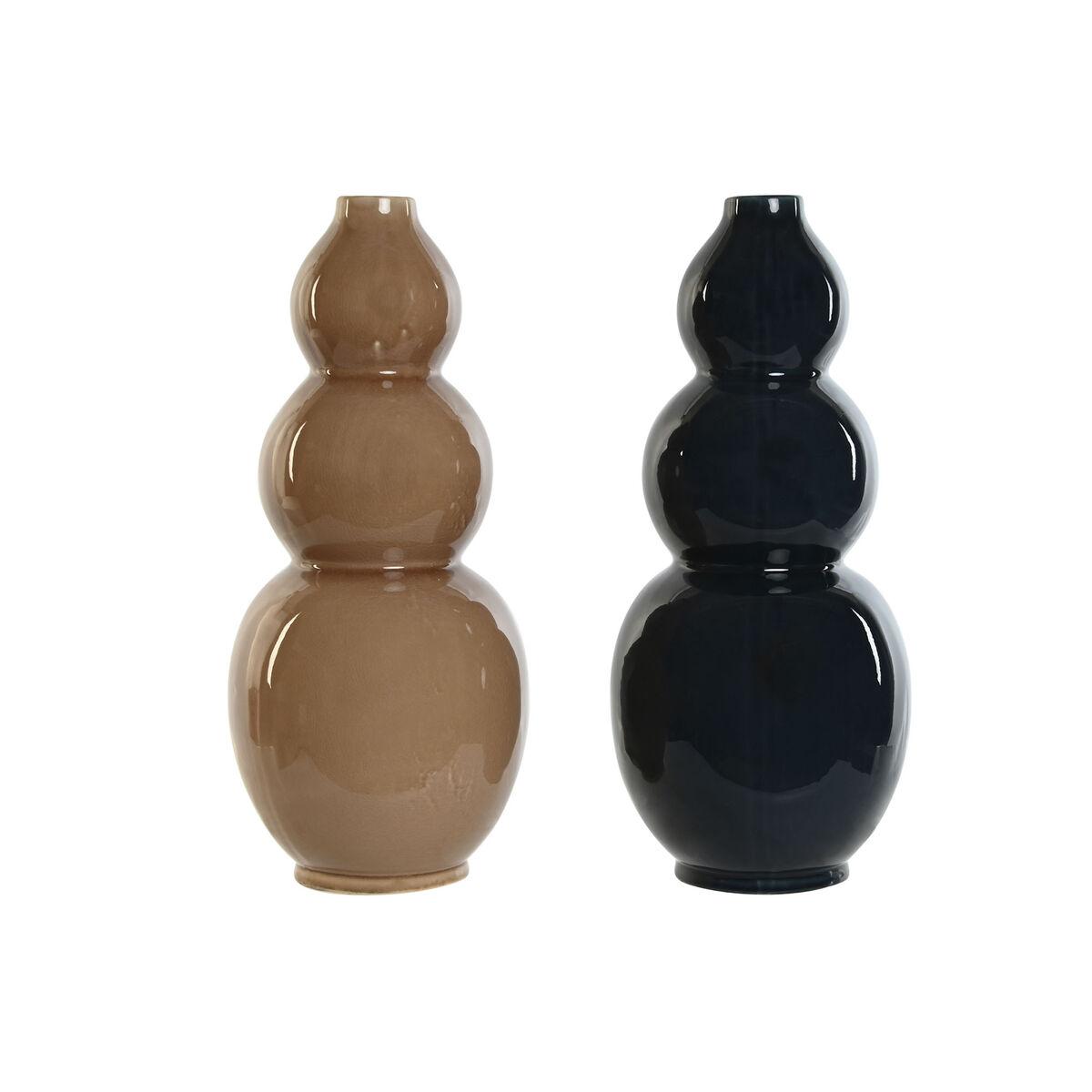 Vase Home ESPRIT Blå Brun Porcelæn 19 x 19 x 45 cm (2 enheder) Vase Home ESPRIT Blå Brun Porcelæn 19 x 19 x 45 cm (2 enheder)