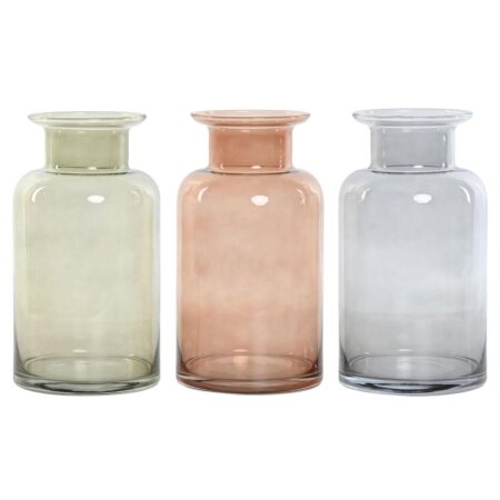 Vase Home ESPRIT Blå Grøn Rav Krystal 14,5 x 14,5 x 26,5 cm (3 enheder)