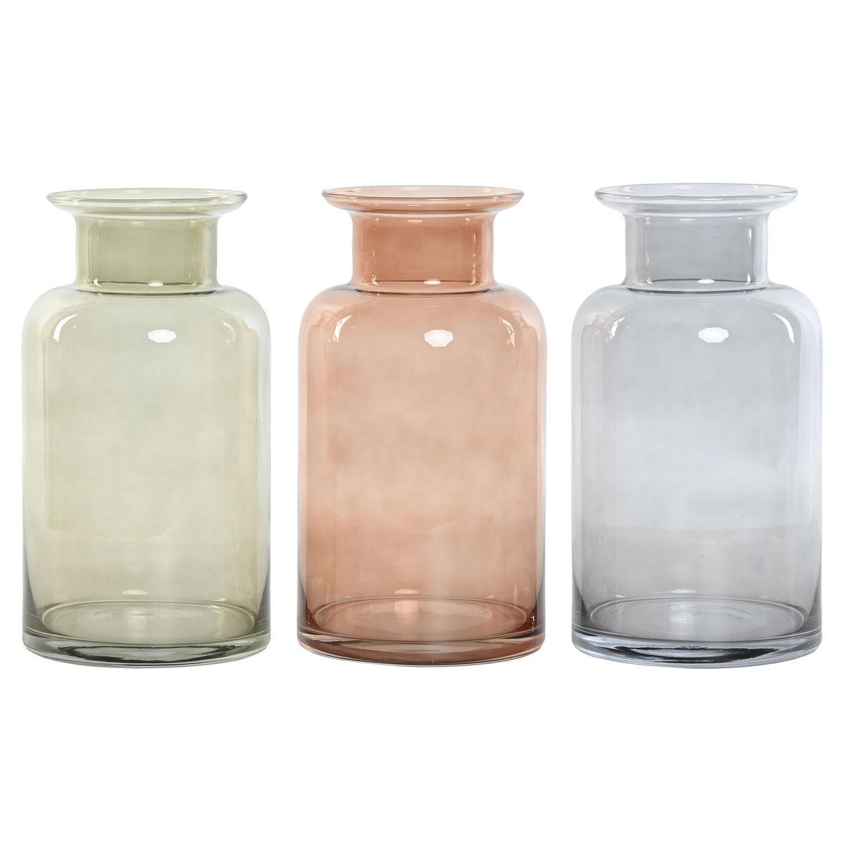 Vase Home ESPRIT Blå Grøn Rav Krystal 14,5 x 14,5 x 26,5 cm (3 enheder) Vase Home ESPRIT Blå Grøn Rav Krystal 14,5 x 14,5 x 26,5 cm (3 enheder)