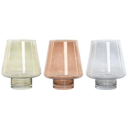Vase Home ESPRIT Blå Grøn Rav Krystal Moderne 14,5 x 14,5 x 18 cm (3 enheder)